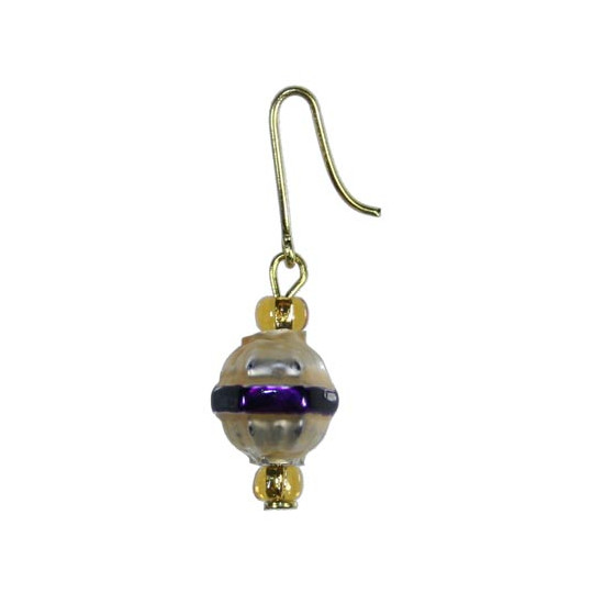 Set of 5 Miniature Beaded Ornaments with Purple Bands ~ Czech Republic