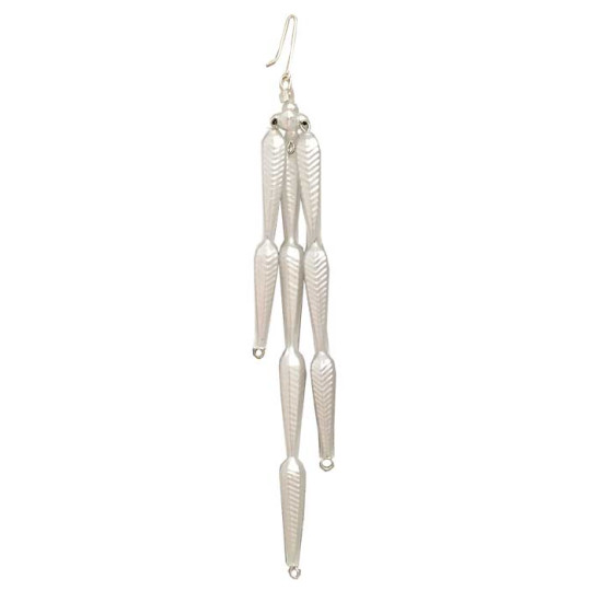 Fancy Matte White Glass Icicle Ornament ~ 6" long ~ Czech Republic