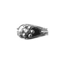 8 Silver Flower Drop Blown Glass Beads .75" ~ Czech Republic