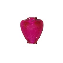 7 Clear Hot Pink Heart Blown Glass Beads .625" ~ Czech Republic