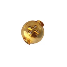 7 Large Gold Lentil with Cross Blown Glass Beads 14mm ~ Czech Republic
