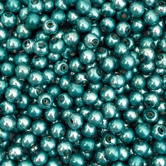 15 Pearl Dusty Blue Round Glass Beads 10 mm ~ Czech Republic