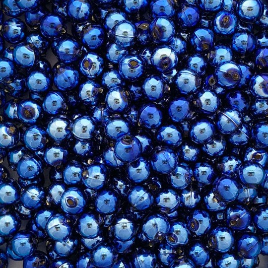 15 Blue Round Glass Beads 10 mm ~ Czech Republic