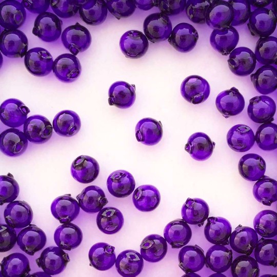 15 Clear Purple Round Glass Beads 10 mm ~ Czech Republic