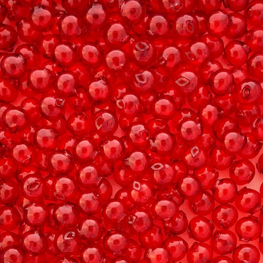 15 Clear Red Round Glass Beads 10 mm ~ Czech Republic