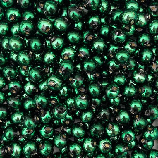15 Dark Green Round Glass Beads 10 mm ~ Czech Republic