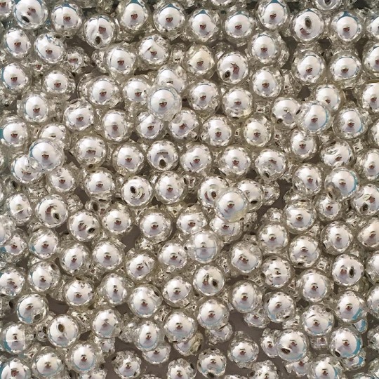 15 Silver Round Glass Beads 10 mm ~ Czech Republic