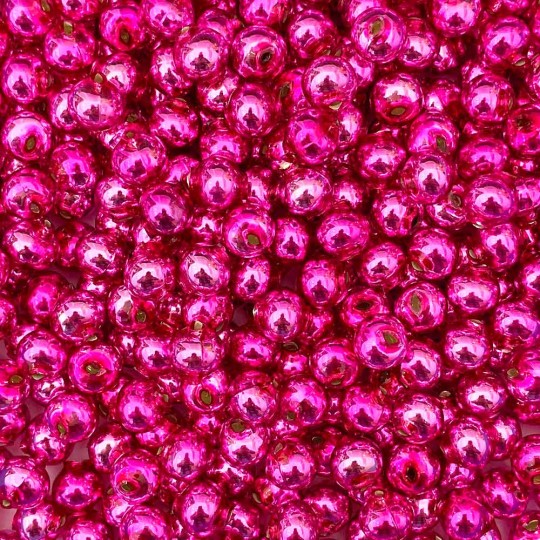 15 Hot Pink Round Glass Beads 10 mm ~ Czech Republic
