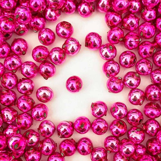 15 Hot Pink Round Glass Beads 10 mm ~ Czech Republic