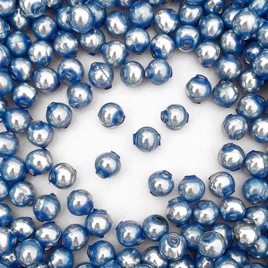 15 Pearl Light Blue Round Glass Beads 10 mm ~ Czech Republic