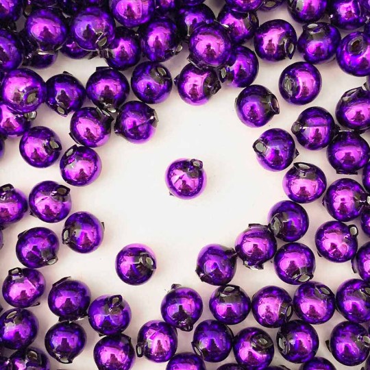 15 Purple Round Glass Beads 10 mm ~ Czech Republic