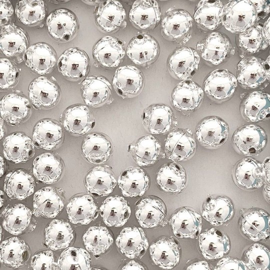 12 Silver Round Glass Beads 12 mm ~ Czech Republic