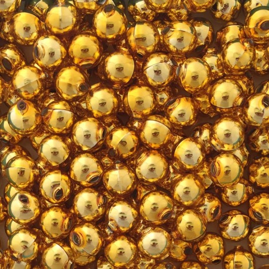 10 Glossy Gold Round Glass Beads 14 mm ~ Czech Republic