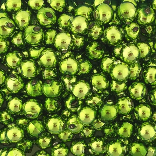 10 Glossy Lime Green Round Glass Beads 14 mm ~ Czech Republic