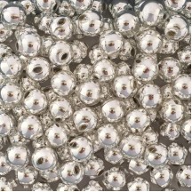 10 Glossy Silver Round Glass Beads 14 mm ~ Czech Republic