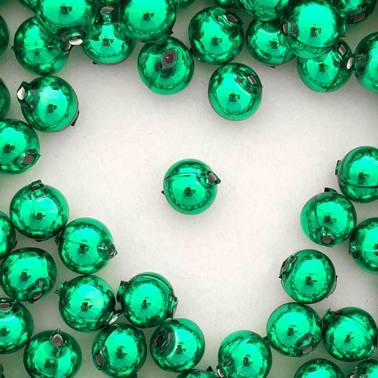 10 Glossy Green Round Glass Beads 14 mm ~ Czech Republic