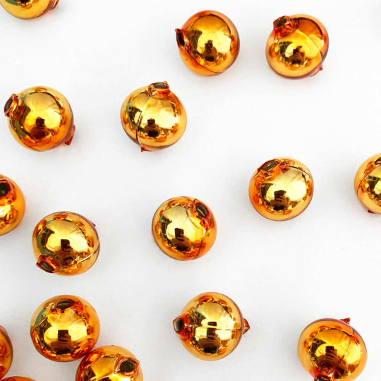10 Glossy Copper Round Glass Beads 16 mm ~ Czech Republic