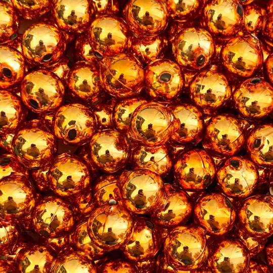 10 Glossy Copper Round Glass Beads 16 mm ~ Czech Republic