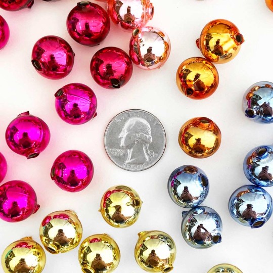 10 Glossy Copper Round Glass Beads 16 mm ~ Czech Republic
