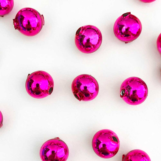10 Glossy Hot Pink Round Glass Beads 16 mm ~ Czech Republic