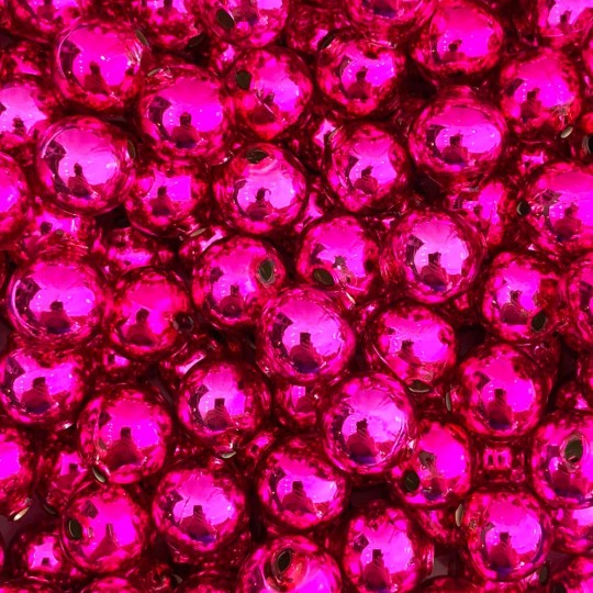 10 Glossy Hot Pink Round Glass Beads 16 mm ~ Czech Republic