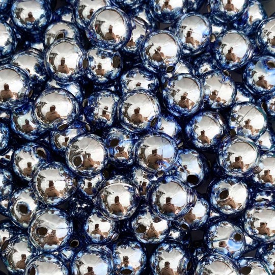 10 Glossy Light Blue Round Glass Beads 16 mm ~ Czech Republic