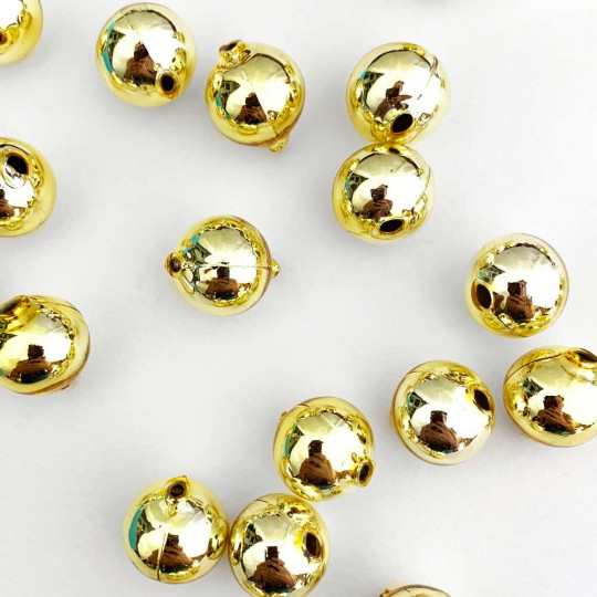 10 Glossy Light Gold Round Glass Beads 16 mm ~ Czech Republic