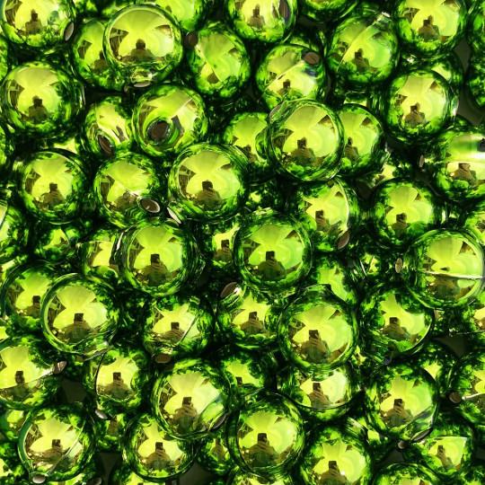 8 Lime Green Round Glass Beads 18 mm ~ Czech Republic