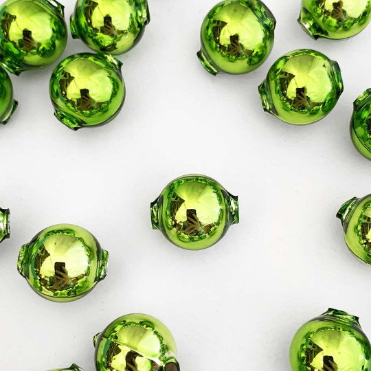8 Lime Green Round Glass Beads 18 mm ~ Czech Republic