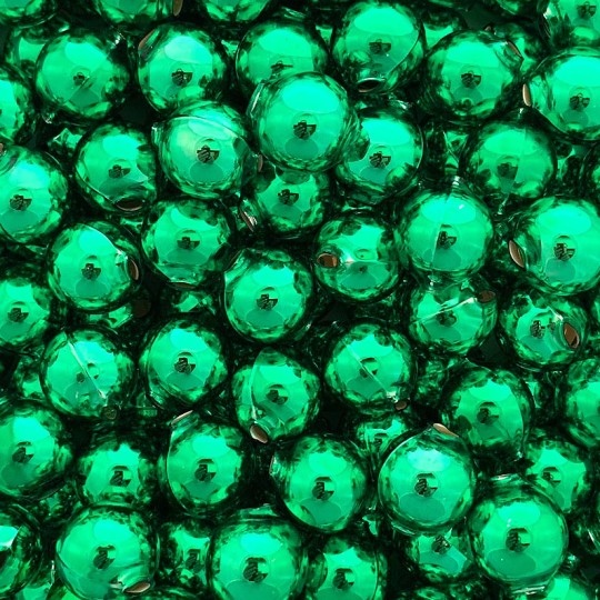 8 Green Round Glass Beads 18 mm ~ Czech Republic