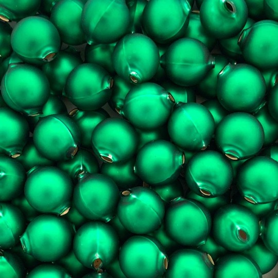 8 Matte Green Round Glass Beads 18 mm ~ Czech Republic