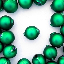 8 Matte Green Round Glass Beads 18 mm ~ Czech Republic