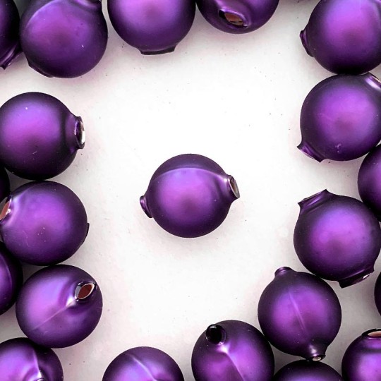 8 Matte Purple Round Glass Beads 18 mm ~ Czech Republic
