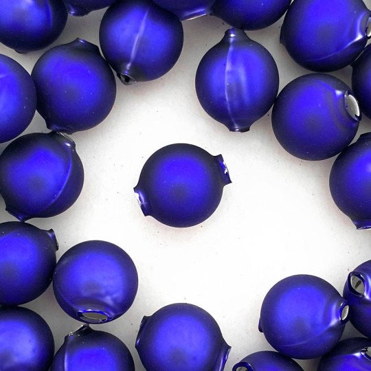 8 Matte Blue Round Glass Beads 18 mm ~ Czech Republic