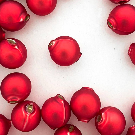 8 Matte Red Round Glass Beads 18 mm ~ Czech Republic