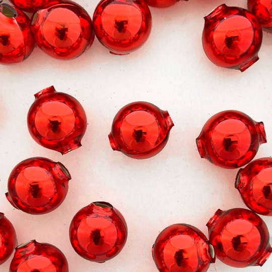 8 Red Round Glass Beads 18 mm ~ Czech Republic