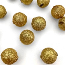 8 Gold Glitter Round Glass Beads 18 mm ~ Czech Republic