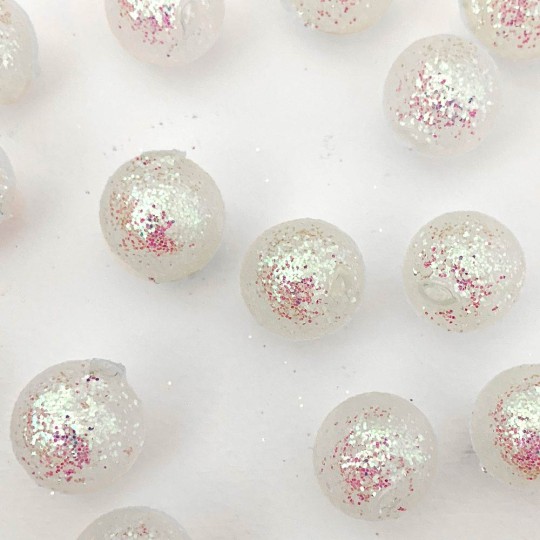 8 Iridescent Glitter Round Glass Beads 18 mm ~ Czech Republic