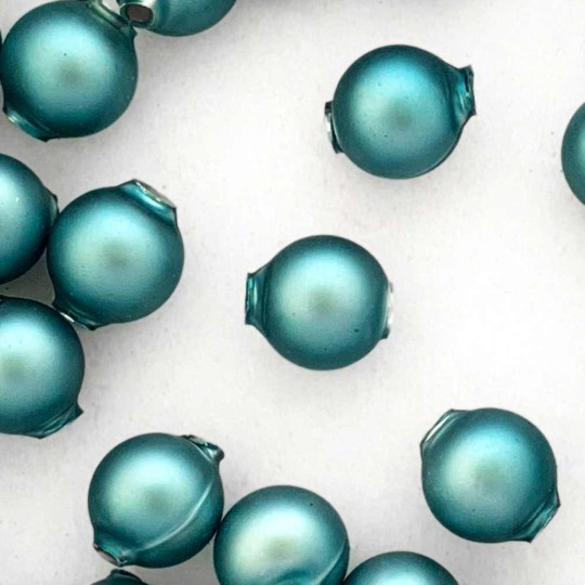 8 Matte Light Blue Round Glass Beads 18 mm ~ Czech Republic