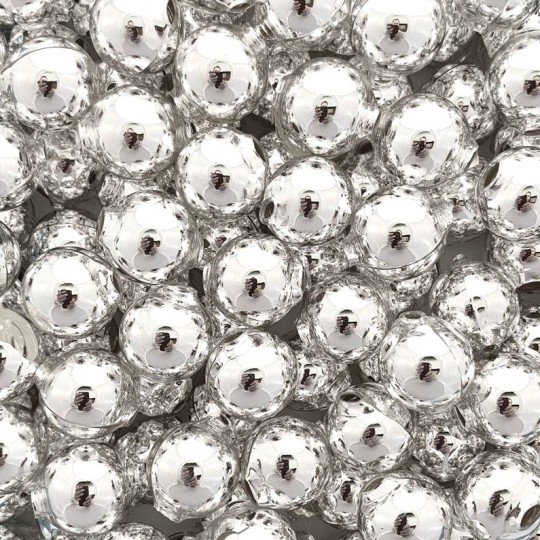 8 Silver Round Glass Beads 18 mm ~ Czech Republic