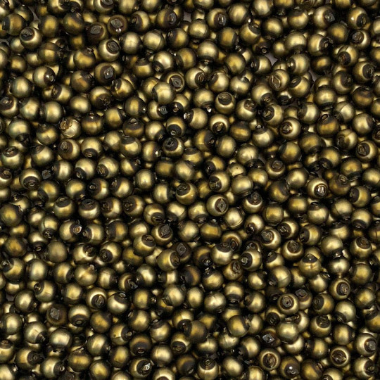 30 Matte Dark Olive Round Glass Beads 6 mm ~ Czech Republic