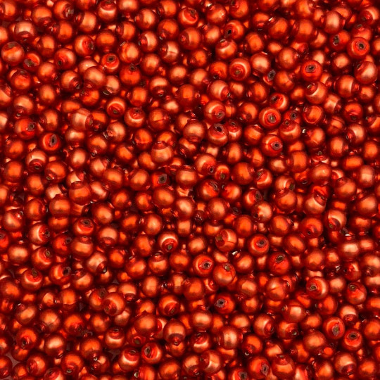 30 Matte Pumpkin Orange Round Glass Beads 6 mm ~ Czech Republic