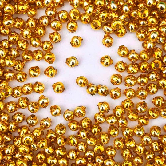 30 Gold Round Glass Beads 6 mm ~ Czech Republic