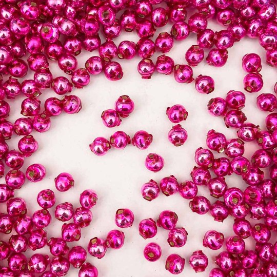 30 Hot Pink Round Glass Beads 6 mm ~ Czech Republic
