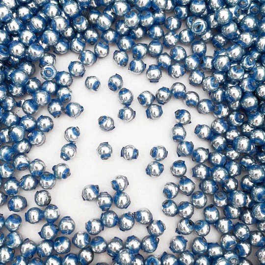 30 Pearl Light Blue Round Glass Beads 6 mm ~ Czech Republic