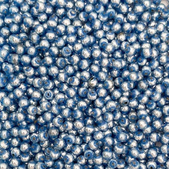 30 Pearl Light Blue Round Glass Beads 8 mm ~ Czech Republic