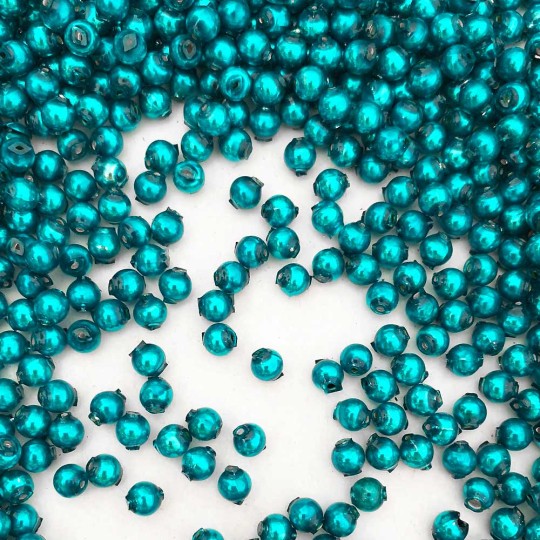 30 Pearl Teal Round Glass Beads 6 mm ~ Czech Republic