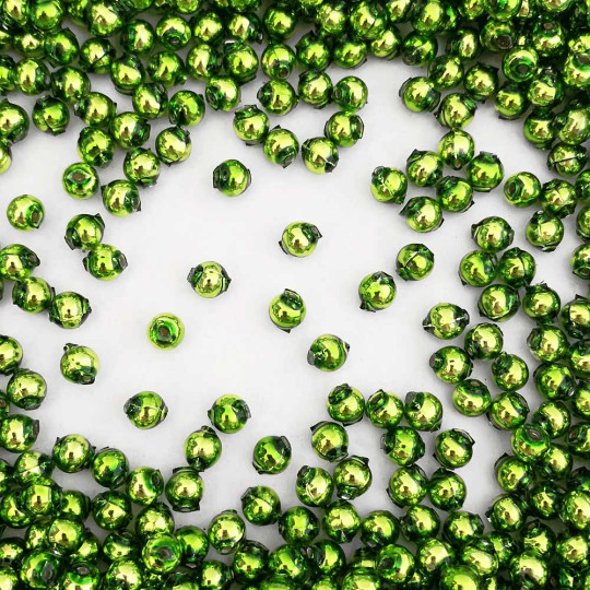 30 Lime Green Round Glass Beads 6 mm ~ Czech Republic