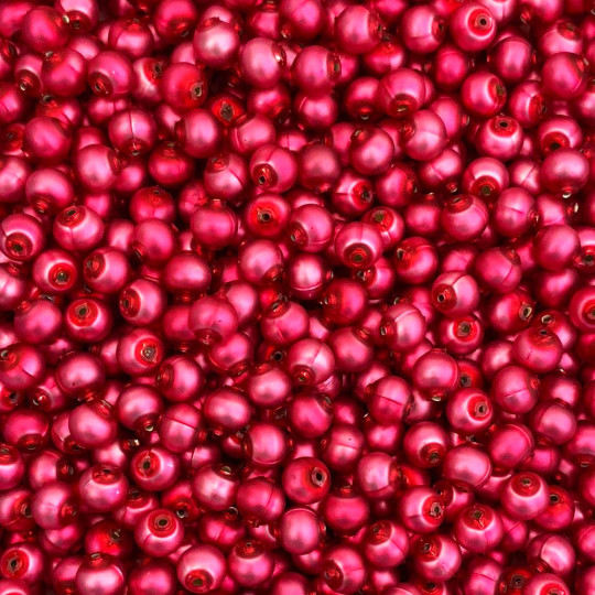 30 Matte Pink Round Glass Beads 8 mm ~ Czech Republic