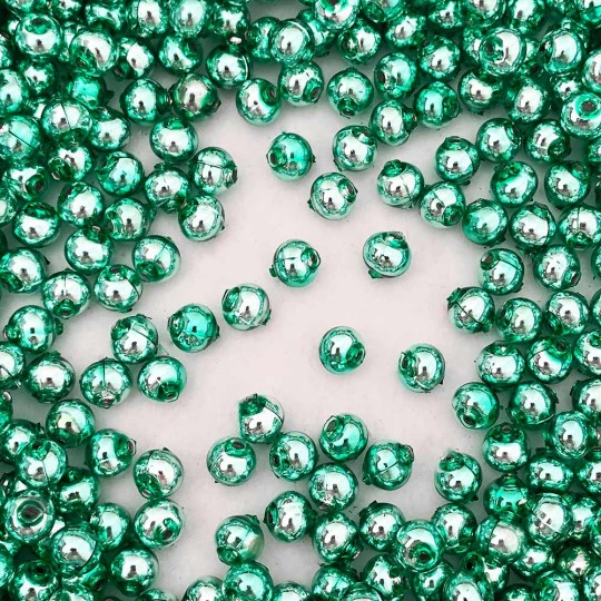 30 Light Green Round Glass Beads 8 mm ~ Czech Republic